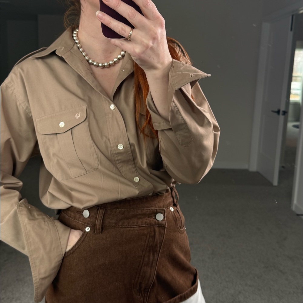Vintage Dior Tan Button Down Shirt - unisex -size L